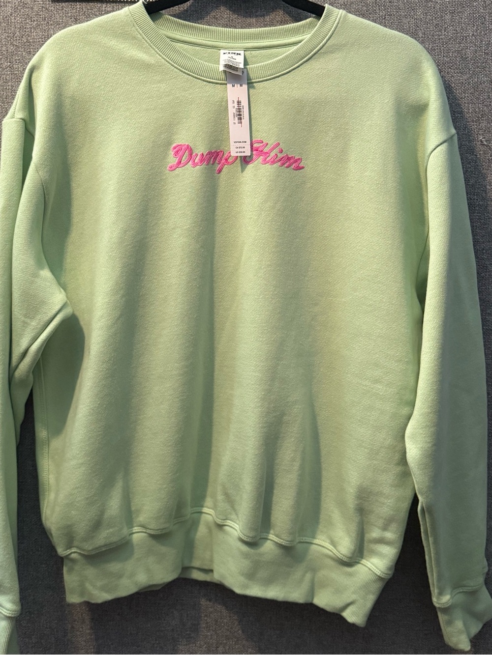 Dump Him Embroidered Crewneck Sweater - Mint Green